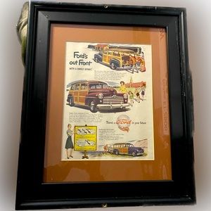 1940s Ad for “Ford’s Out Front”! Real ad out of magazine. Not a reprint. Framed